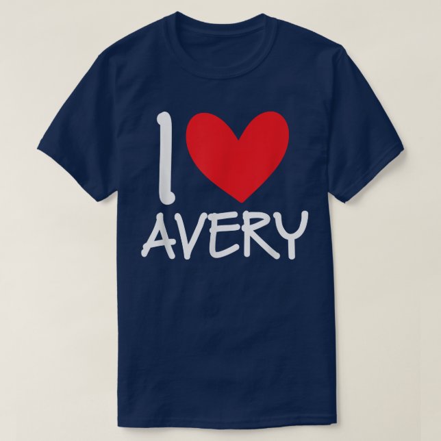 I Kärlek Avery Namn Personlig Manar Guy BFF Friend T Shirt (Design framsida)