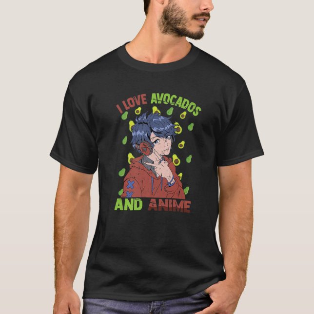 I Kärlek Avocados och Anime - Cute Kawaii - Otaku  T Shirt (Framsida)