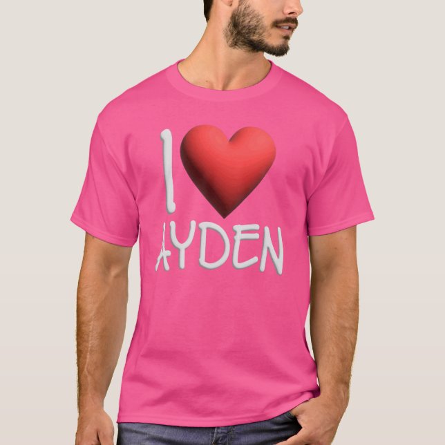 I Kärlek Ayden Namn Personlig Manar Guy BFF Friend T Shirt (Framsida)