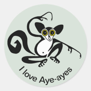 I kärlek AYE-AYES - Primat - lemur-Madagaskar Runt Klistermärke