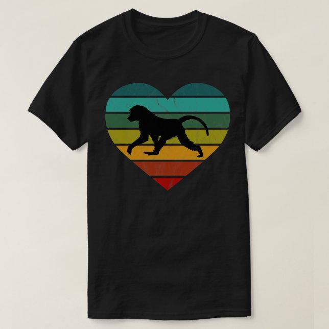 I Kärlek Baboons apor Retro Heart T Shirt (Design framsida)