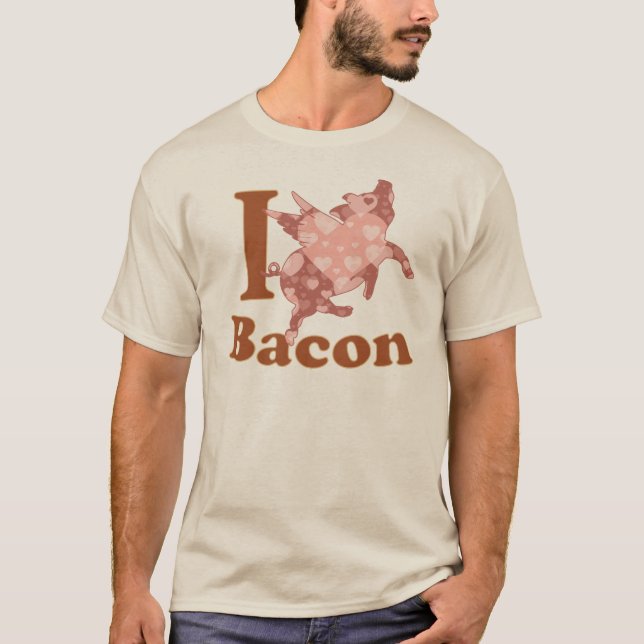 I KÄRLEK BACON flyga gris Tee (Framsida)