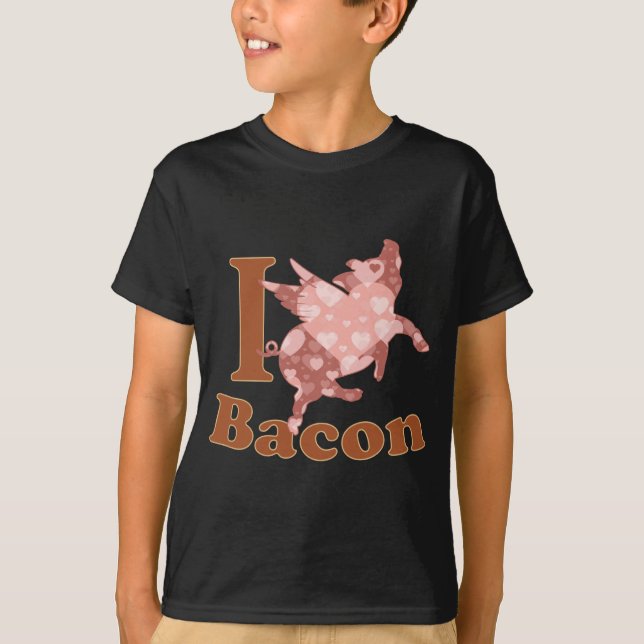 I KÄRLEK BACON flyga gris Tee Shirt (Framsida)
