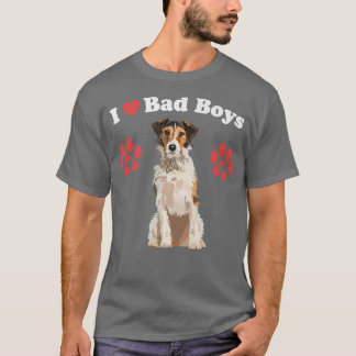 I KÄRLEK BAD BOYS Funny Male Fo Terrier Puppy Hund T Shirt