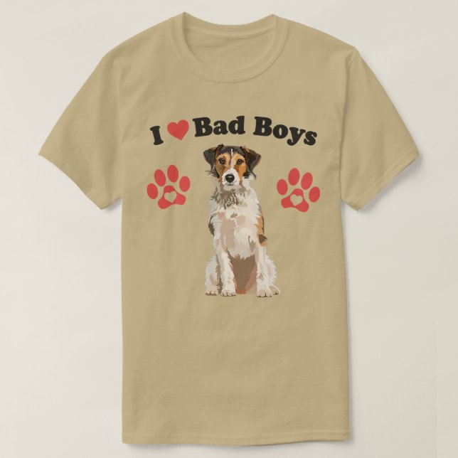 I KÄRLEK BAD BOYS Funny Male Fox Terrier Puppy Hun T Shirt (Design framsida)