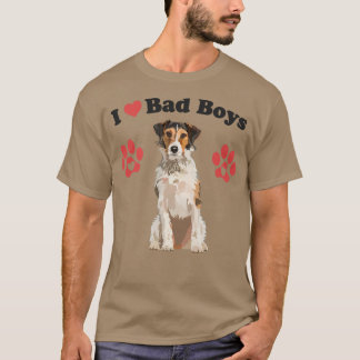 I KÄRLEK BAD BOYS Funny Male Fox Terrier Puppy Hun T Shirt