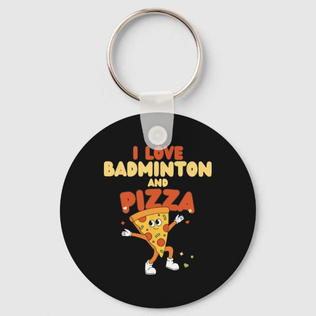 I Kärlek Badminton och Pizza Racket Shuttle Sports Nyckelring (Framsida)