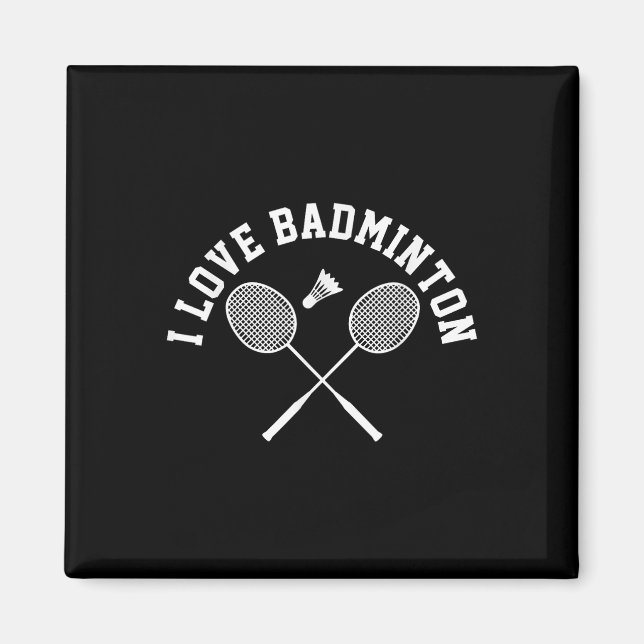 I Kärlek Badminton Player Gift Retro Stil Magnet (Framsidan)