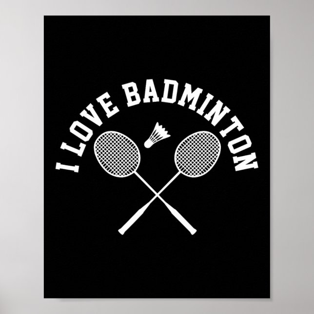 I Kärlek Badminton Player Gift Retro Stil Poster (Framsidan)