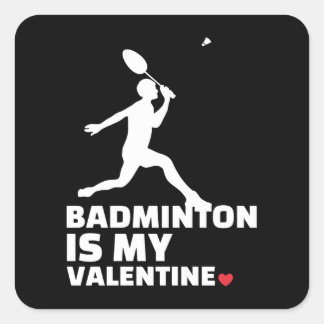I kärlek badminton Snyggt badminton silhouette Fyrkantigt Klistermärke