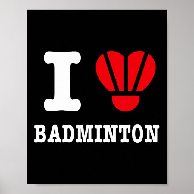 I Kärlek Badminton Tee - underbart Shuttle Heart P Poster (Framsidan)