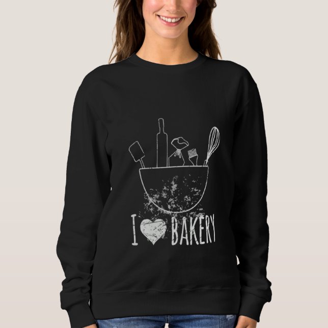 I Kärlek Bakery Baking Utensils Bakery Verktyg Bak T Shirt (Framsida)