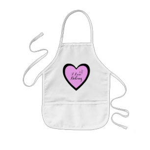 I Kärlek Baking Rosa Triple Heart Apron Barnförkläde