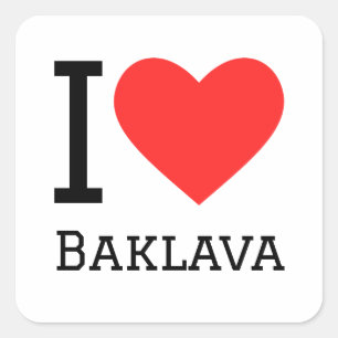 I kärlek baklava fyrkantigt klistermärke