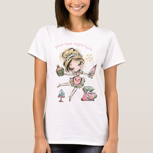 I Kärlek bakning, cupaka älskare, T Shirt (Framsida)