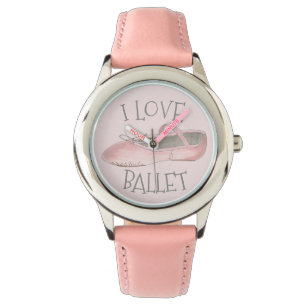 I Kärlek Ballet Ballerina Rosa Slipper Dance Teach Armbandsur