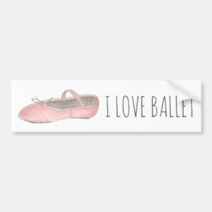 I Kärlek Ballet Ballerina Rosa Slipper Dance Teach Bildekal