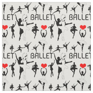I Kärlek Ballet Mönster. Black Ballet Dancers Tyg