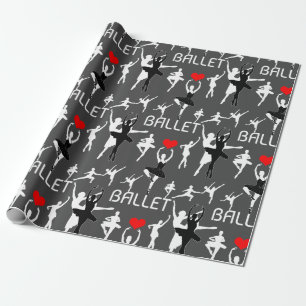 I Kärlek Ballet Mönster. White Ballet Dancers Presentpapper