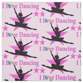 I KÄRLEK BALLET OCH DANCING ROSA FABRIC TYG