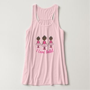 I KÄRLEK BALLET Rosa Tutu Ballerina Dance Teacher Linne Med Racerback