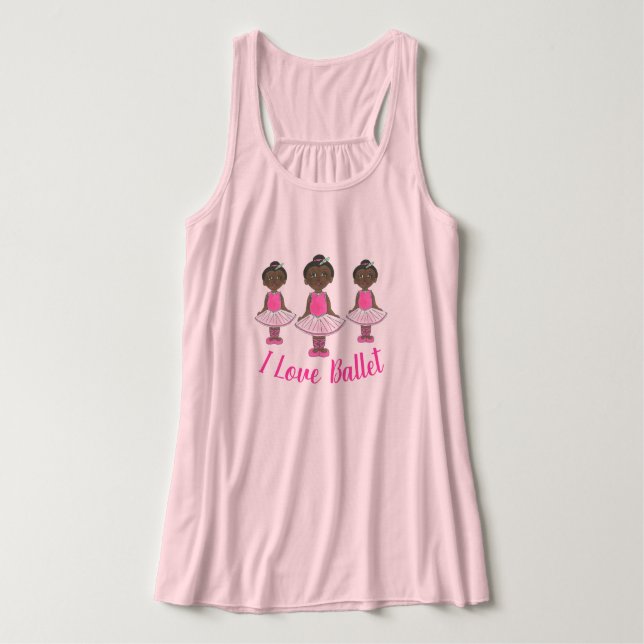 I KÄRLEK BALLET Rosa Tutu Ballerina Dance Teacher Linne Med Racerback (Design framsida)