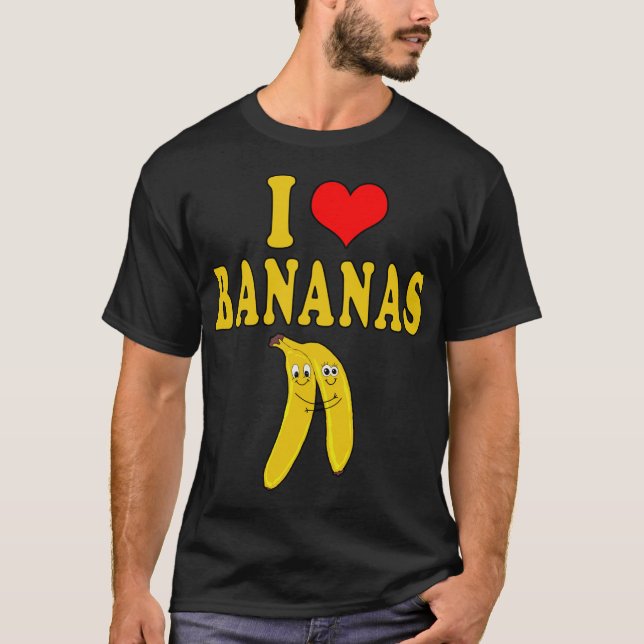 I Kärlek Bananas Funny Costume Vegan T Shirt (Framsida)