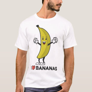 I Kärlek Bananas Funny Lycklig Banana Fruit Älskar T Shirt