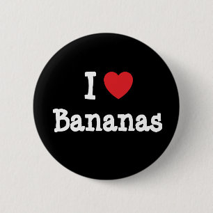 I kärlek Bananas hjärta T-Shirt Knapp