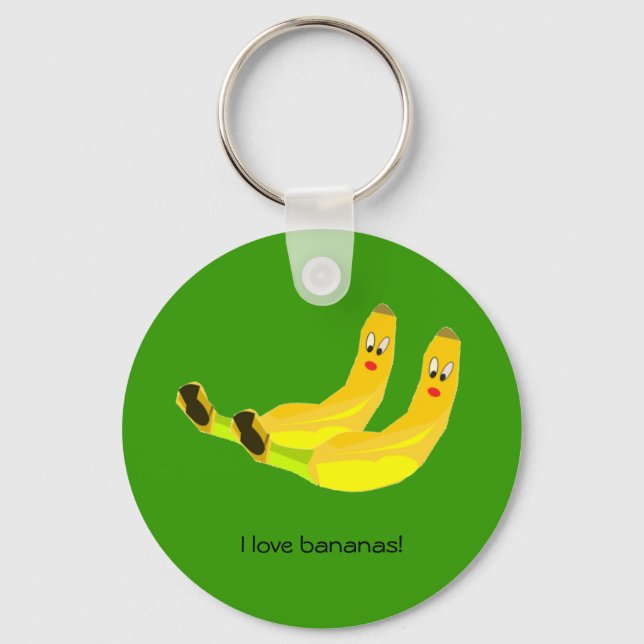 I kärlek Bananas Keychain Nyckelring (Framsida)