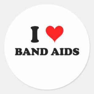I Kärlek Band Aids Runt Klistermärke
