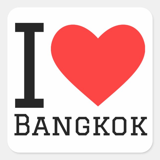I kärlek Bangkok Fyrkantigt Klistermärke (Framsida)