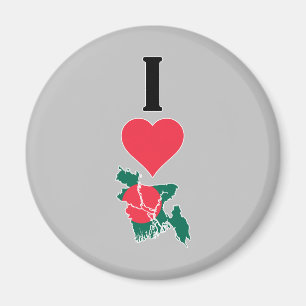 I Kärlek Bangladesh Lodrät Heart Land Flagga Karta Magnet