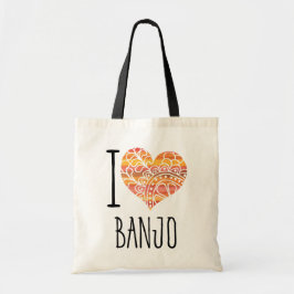 I Kärlek Banjo Orange Mandala Heart Tygkasse