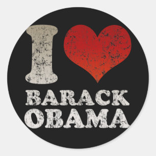 I kärlek Barack Obama-klistermärke Runt Klistermärke