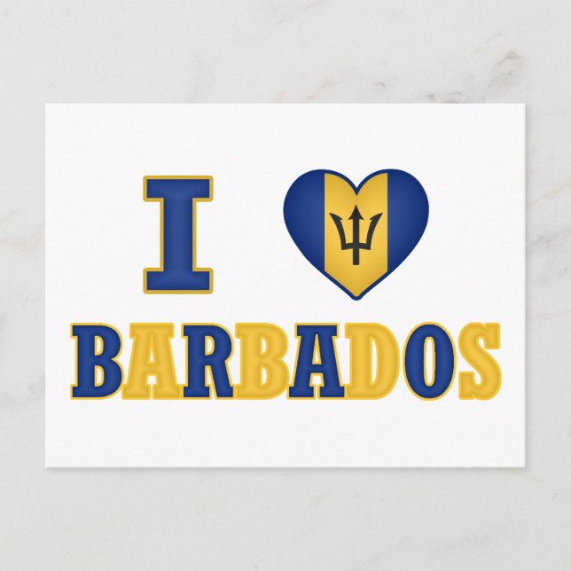 I Kärlek Barbados Heart Flagga Design Vykort (Framsida)