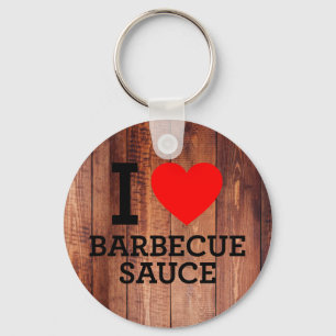 I Kärlek Barbecue Sauce Wood Panels Nyckelring