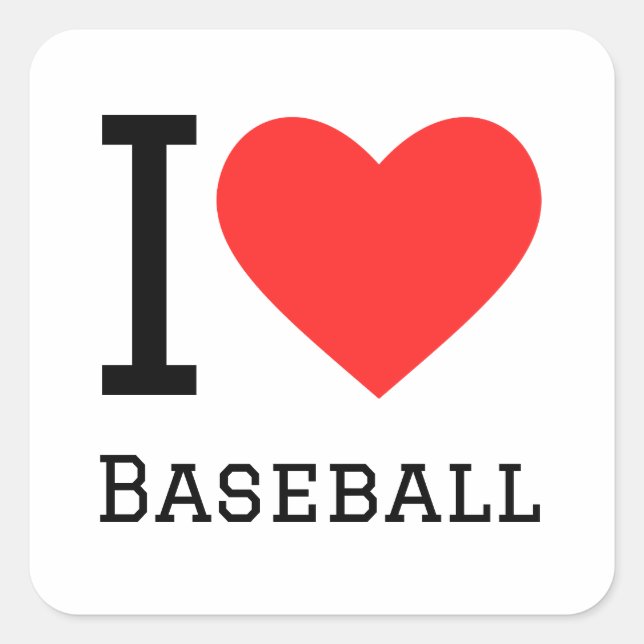 I kärlek baseball fyrkantigt klistermärke (Framsida)
