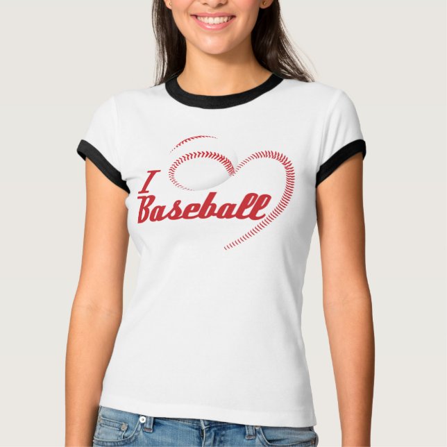 I Kärlek Baseball Heart T Shirt (Framsida)