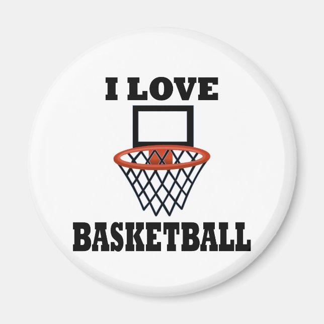 I Kärlek Basket Basketball Magnet (Framsidan)