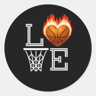 I Kärlek Basketball Basketball Älskare Gift for Wo Runt Klistermärke