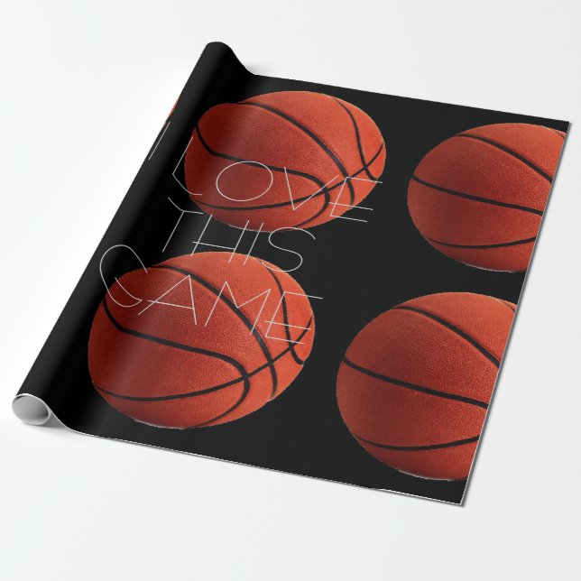I Kärlek Basketball Close-Up Presentpapper (Utrullad)