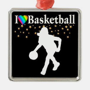 I KÄRLEK BASKETBALL DESIGN JULGRANSPRYDNAD METALL