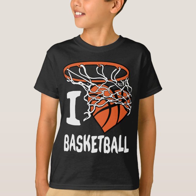 I Kärlek Basketball Girl & Boys Youth Basketball H T Shirt (Framsida)