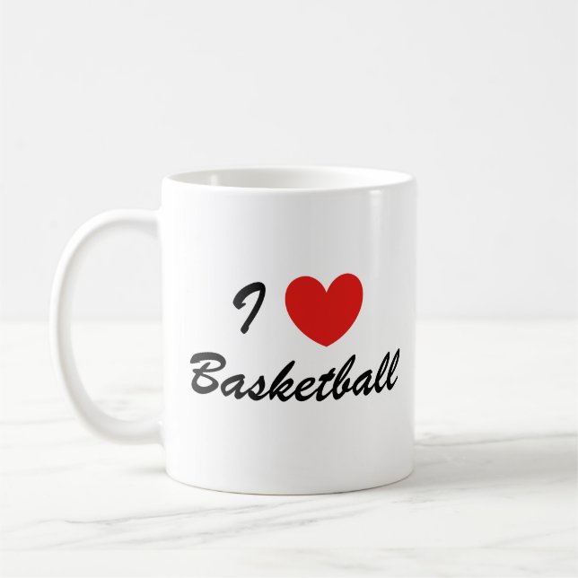 I Kärlek Basketball Sports Typography Coffee Mugg (Vänster)