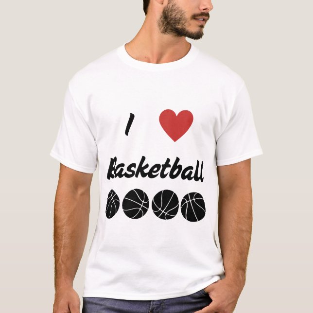 I Kärlek Basketbollens textdesign T Shirt (Framsida)