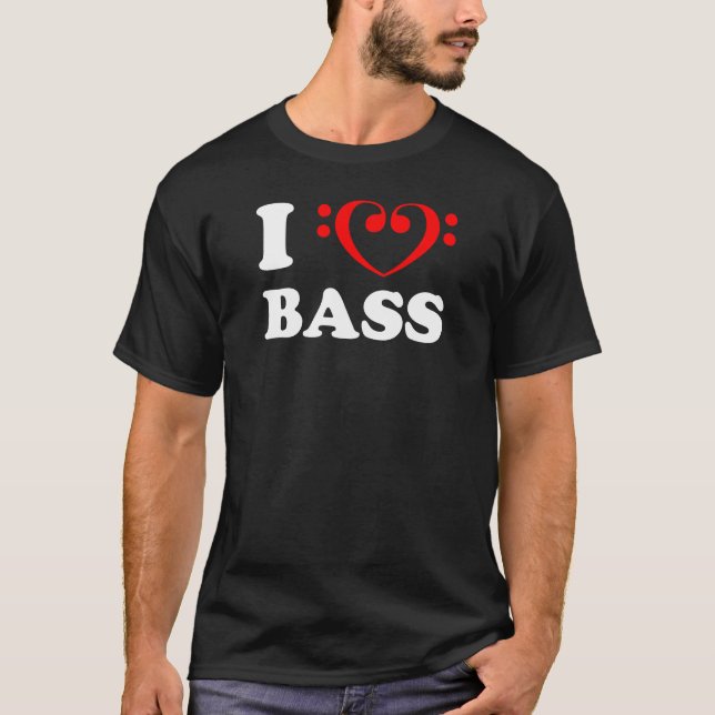 I Kärlek Bass (Bass Clef) T Shirt (Framsida)