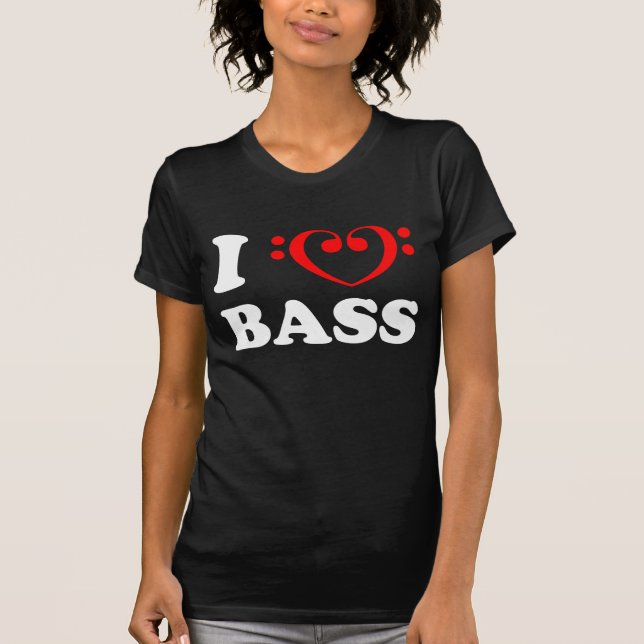 I Kärlek Bass (Bass Clef) T Shirt (Framsida)