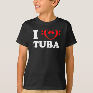 I Kärlek Bass Clef Heart Tuba T Shirt