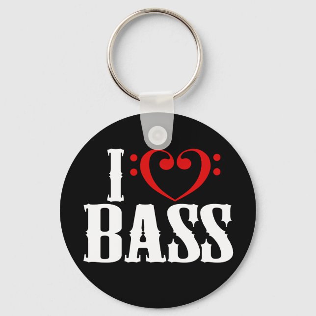I Kärlek Bass, med baser Heart Nyckelring (Framsida)